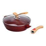 Алюмінієва глибока сковорода (2,8 л) зі скляною кришкою Ø 26 см Червоний MGC HP-4-464R - Зображення 4