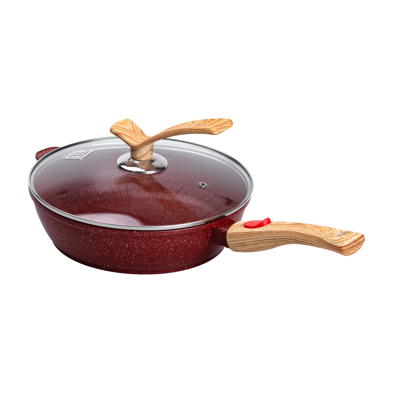 Алюмінієва глибока сковорода (2,8 л) зі скляною кришкою Ø 26 см Червоний MGC HP-4-464R - Зображення 6