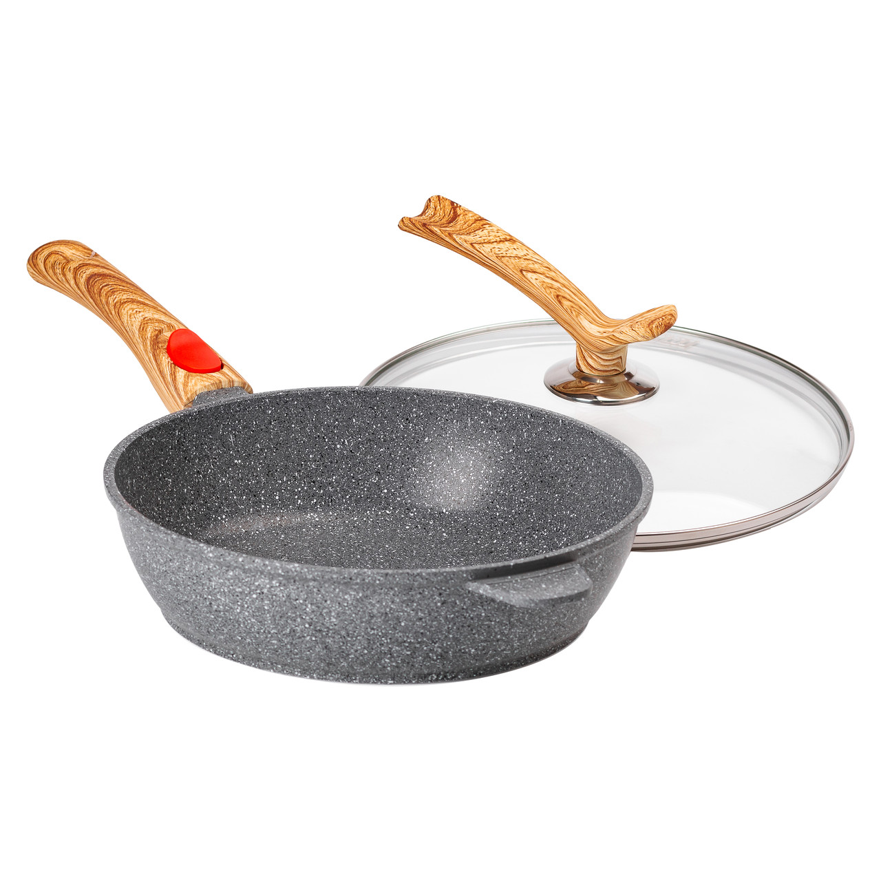 Алюмінієва глибока сковорода (2,8 л) зі скляною кришкою Ø 26 см сіра MGC HP-4-464G - Зображення 5