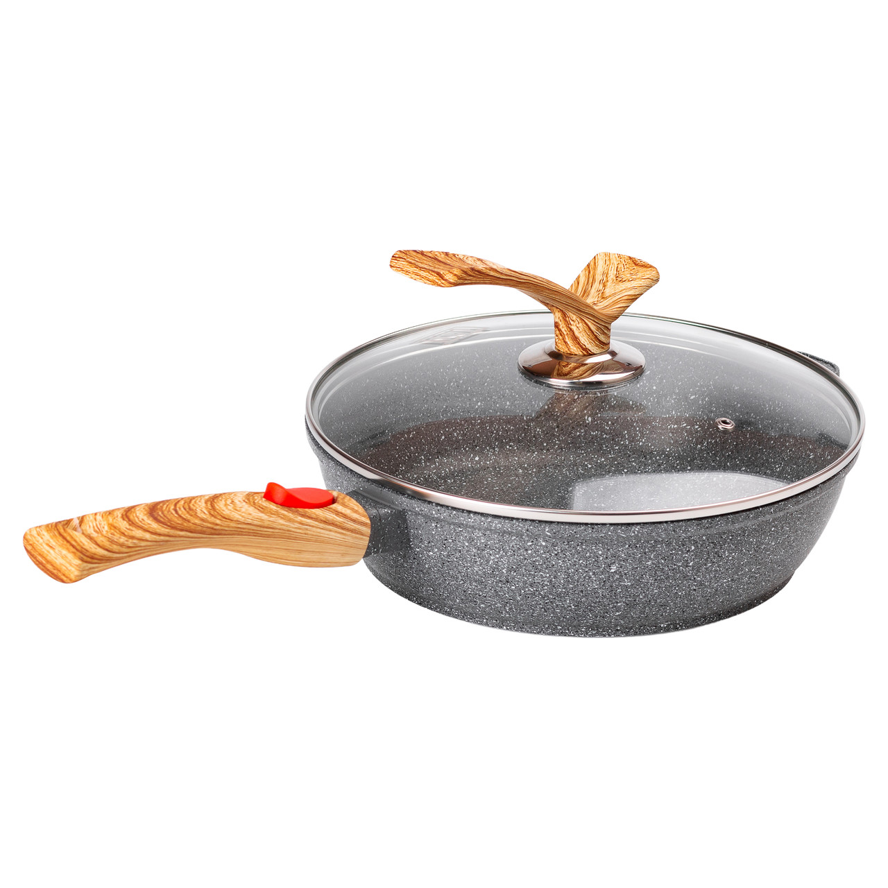 Алюмінієва глибока сковорода (2,8 л) зі скляною кришкою Ø 26 см сіра MGC HP-4-464G - Зображення 6