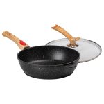 Алюмінієва глибока сковорода (3,5 л) зі скляною кришкою Ø28 см чорна MGC HP-4-465B - Зображення 5