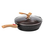 Алюмінієва глибока сковорода (3,5 л) зі скляною кришкою Ø28 см чорна MGC HP-4-465B - Зображення 6