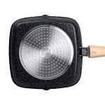 Алюмінієва сковорода-гриль 24 см зі скляною кришкою та ручкою, квадратна, чорна MGC HP-4-461B - Зображення 3