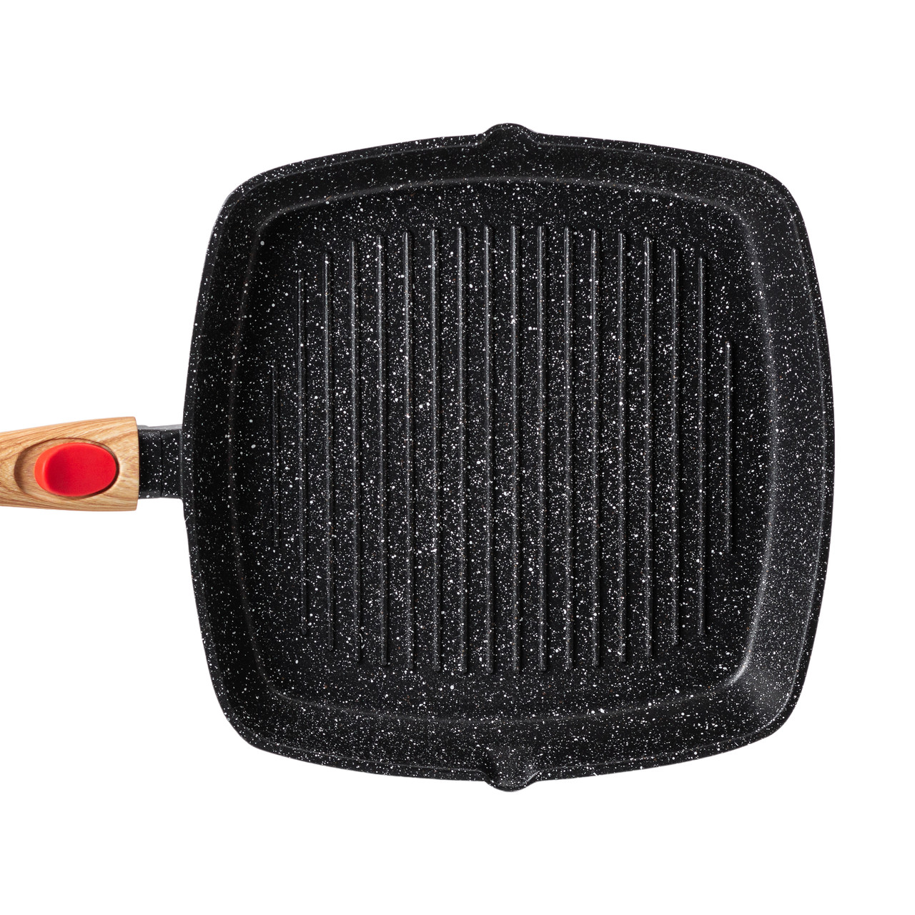 Алюмінієва сковорода-гриль 28 см зі скляною кришкою, квадратна, чорна MGC HP-4-462B - Зображення 2