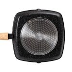 Алюмінієва сковорода-гриль 28 см зі скляною кришкою, квадратна, чорна MGC HP-4-462B - Зображення 3