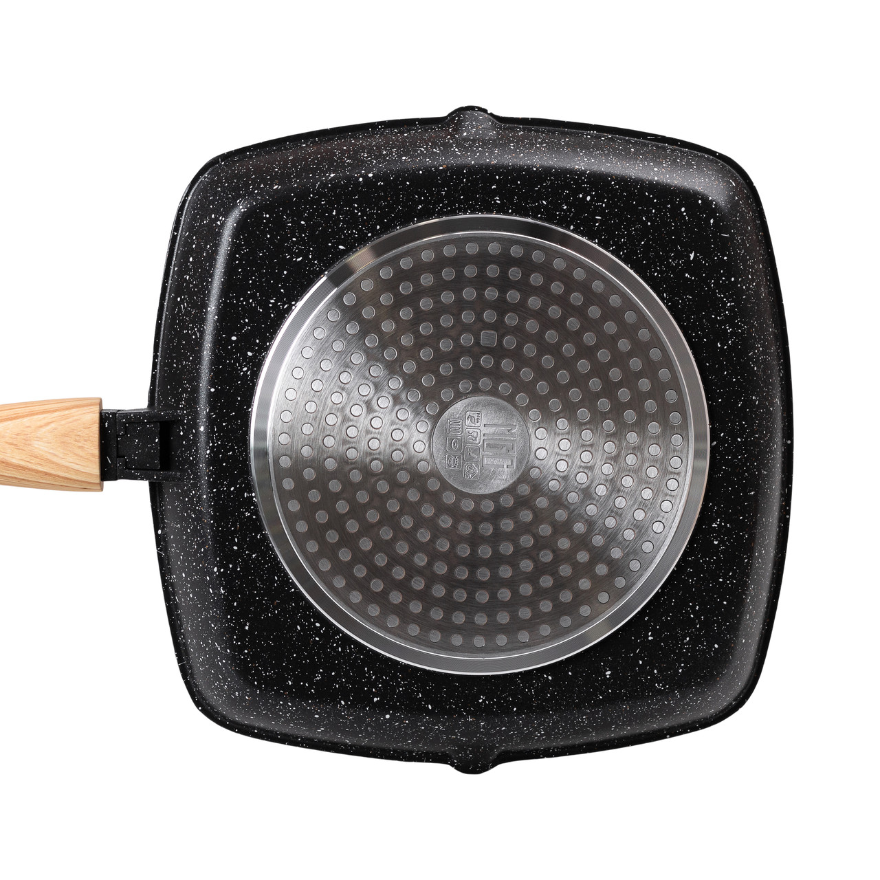 Алюмінієва сковорода-гриль 28 см зі скляною кришкою, квадратна, чорна MGC HP-4-462B - Зображення 3