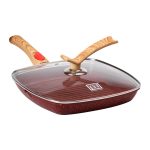 Алюмінієва сковорода-гриль 28 см зі скляною кришкою Square Red MGC HP-4-462R