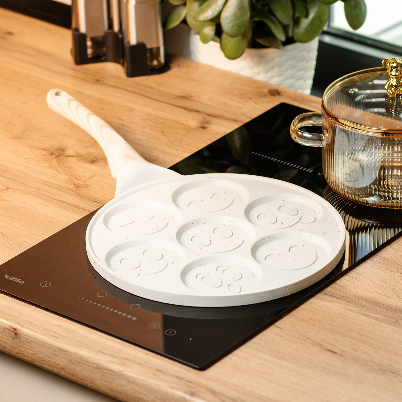 Сковорода смайл Ø 26.5 (см) на 7 секцій для панкейків бежева HP39584W - Зображення 5