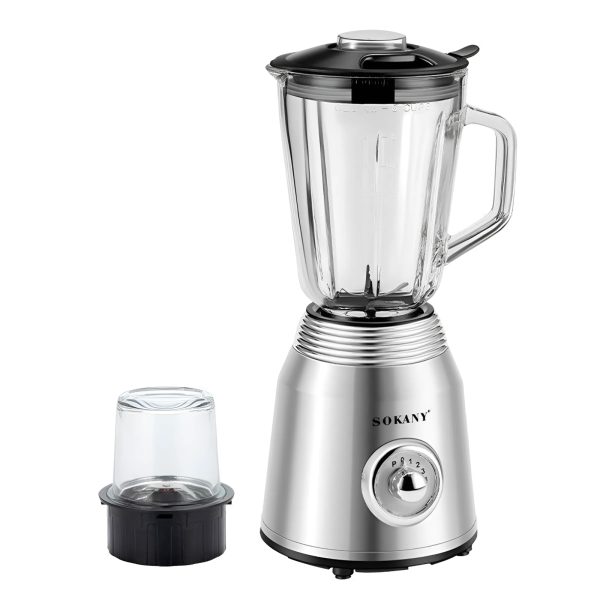 Блендер зі скляною чашею 1.5 літра для коктейлів та смузі портативний 4 режими швидкості 800 Вт Sokany SK186SS