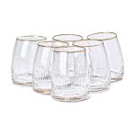 Набір із 6 склянок 400 мл із вигнутими стінками та вертикальним рифленням HP-16-20