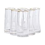 Набір стаканів високих 6 штук по 600 мл із золотим обідком HP-16-19