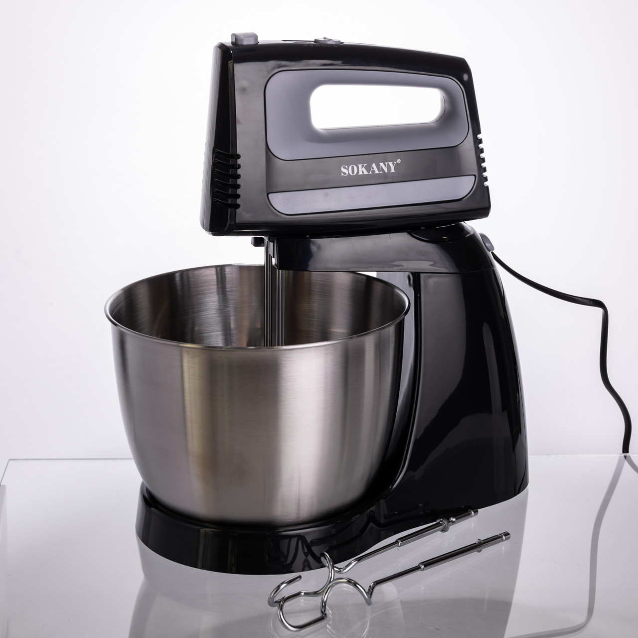 Стаціонарний міксер Sokany CX-6622 з чашею 3,5 л, 400 Вт, 5 швидкостей, 2 насадки Чорний - Зображення 5