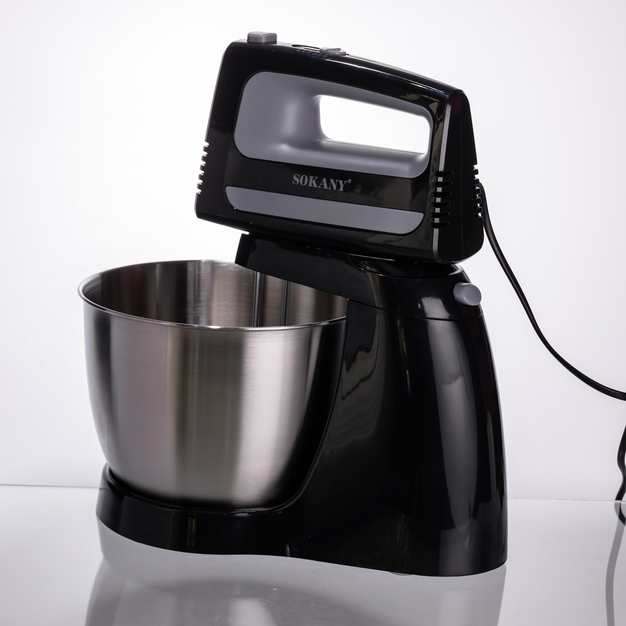 Стаціонарний міксер Sokany CX-6622 з чашею 3,5 л, 400 Вт, 5 швидкостей, 2 насадки Чорний - Зображення 6
