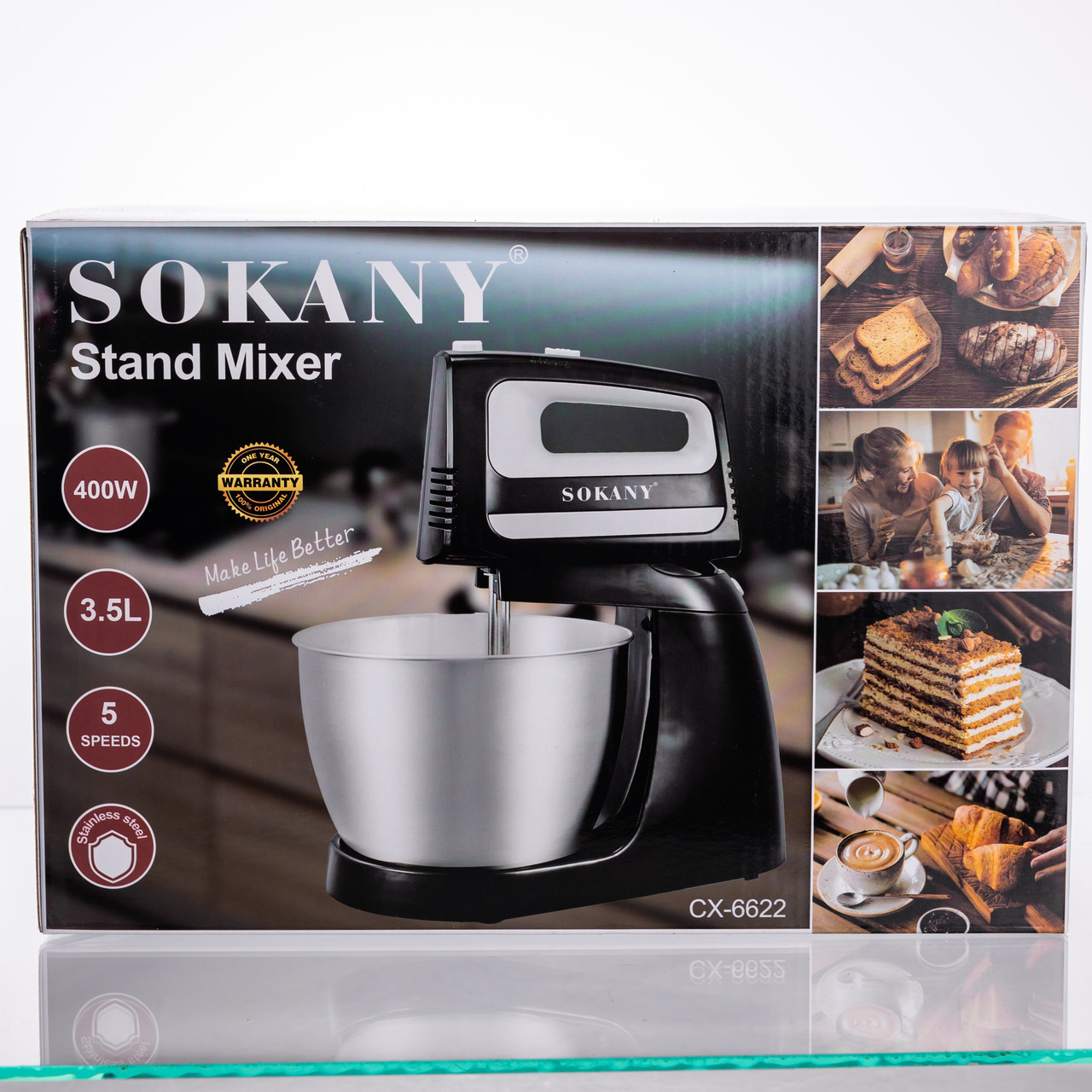 Стаціонарний міксер Sokany CX-6622 з чашею 3,5 л, 400 Вт, 5 швидкостей, 2 насадки Чорний - Зображення 10