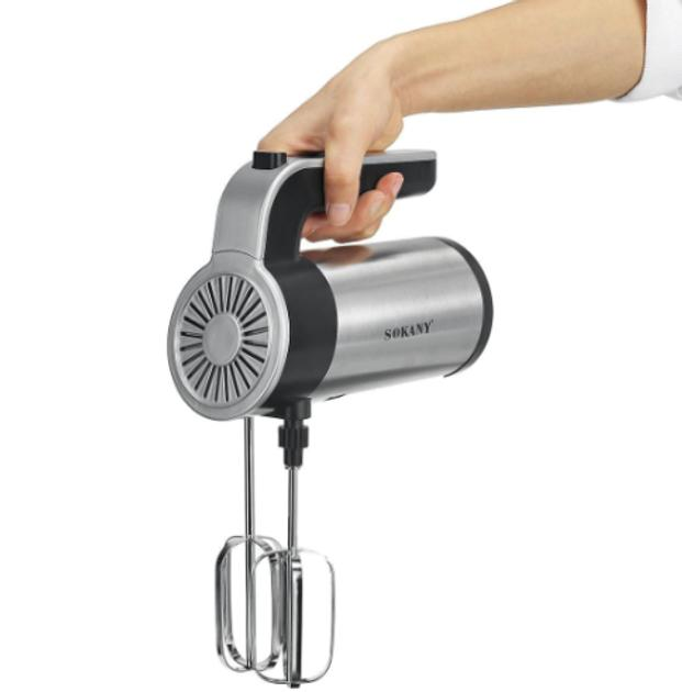 Стаціонарний міксер Sokany з чашею 4 л, 1000 Вт, 5 швидкостей, 2 насадки, віночки та гаки SK-6662 - Зображення 3