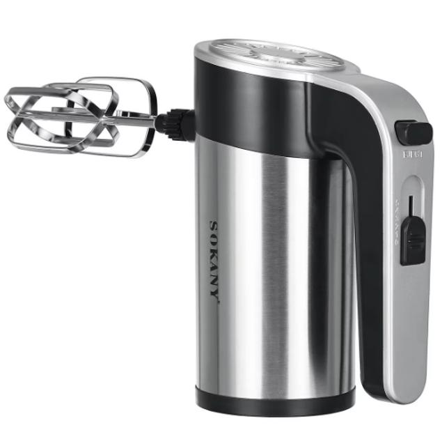 Стаціонарний міксер Sokany з чашею 4 л, 1000 Вт, 5 швидкостей, 2 насадки, віночки та гаки SK-6662 - Зображення 4