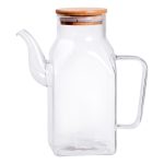 Скляна пляшка для олії 750 мл з ручкою та бамбуковою кришкою HP-34-4