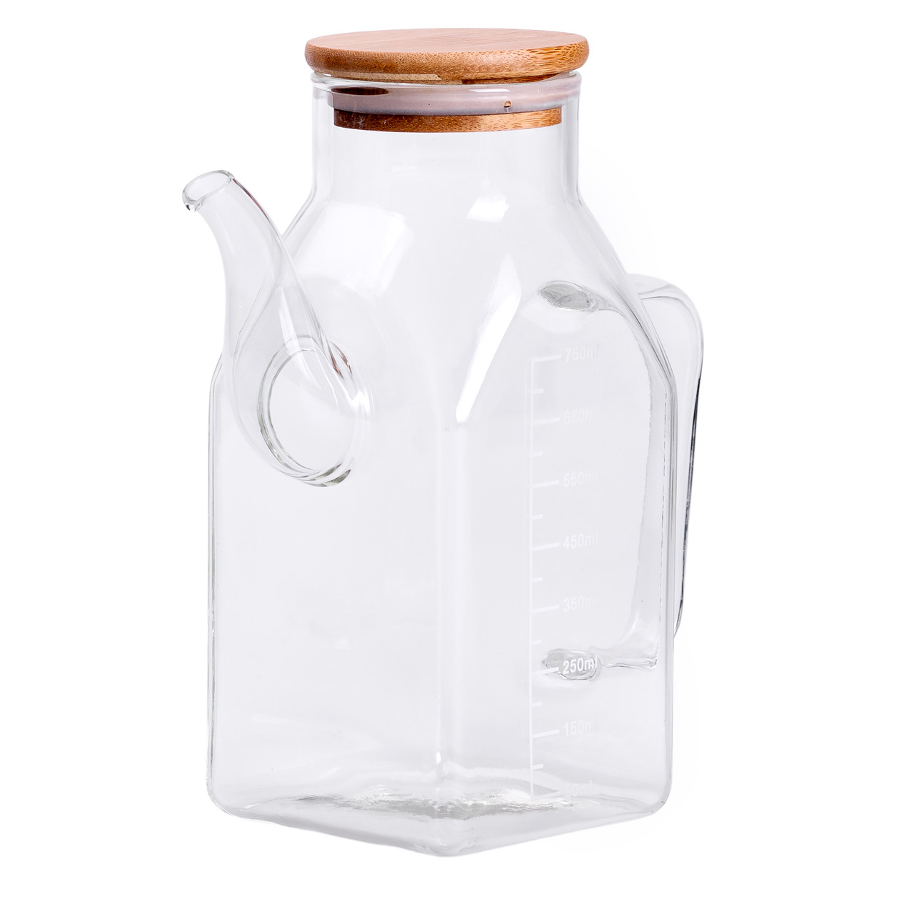 Скляна пляшка для олії 750 мл з ручкою та бамбуковою кришкою HP-34-4 - Зображення 3