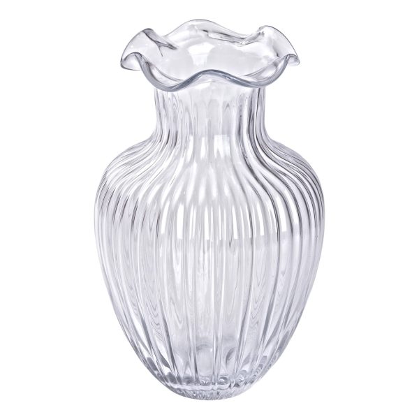 Декоративна скляна ваза 24,5 см, прозора HP-1701
