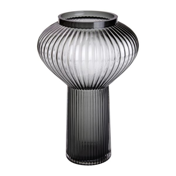 Скляна ваза 30 см сіра HP-1718