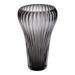 Скляна ваза для квітів, декоративна фігурна, сіра, 27 см HP-1719