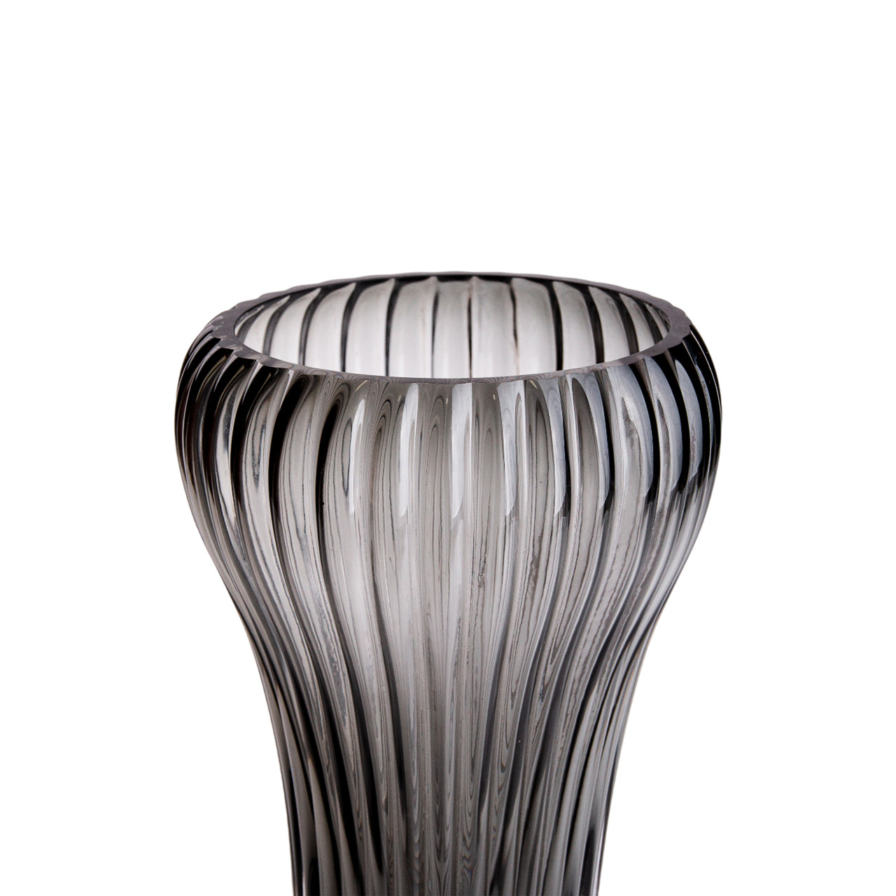 Скляна ваза для квітів, декоративна фігурна, сіра, 27 см HP-1719 - Зображення 2