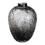 Ваза для квітів зі скла, декоративна кругла, 30 см, сіра HP-1731