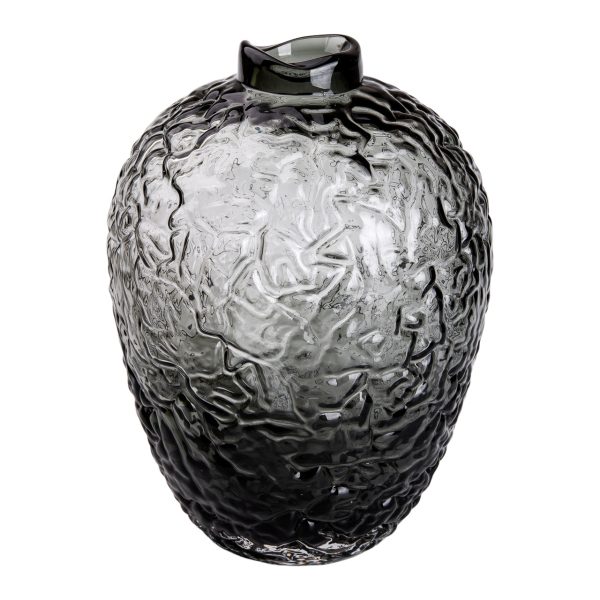 Ваза для квітів зі скла, декоративна кругла, 30 см, сіра HP-1731