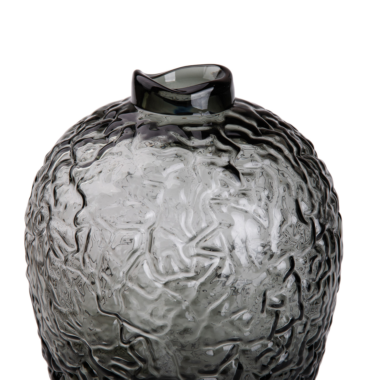 Ваза для квітів зі скла, декоративна кругла, 30 см, сіра HP-1731 - Зображення 2