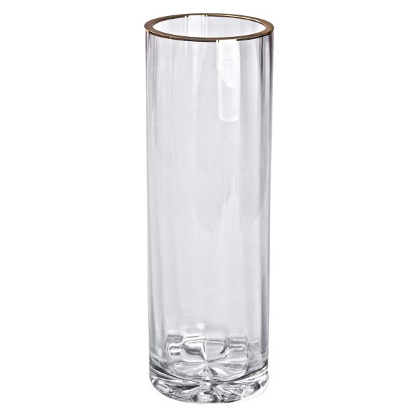 Декоративна скляна ваза для квітів із золотою облямівкою 29,5 см. HP-1708