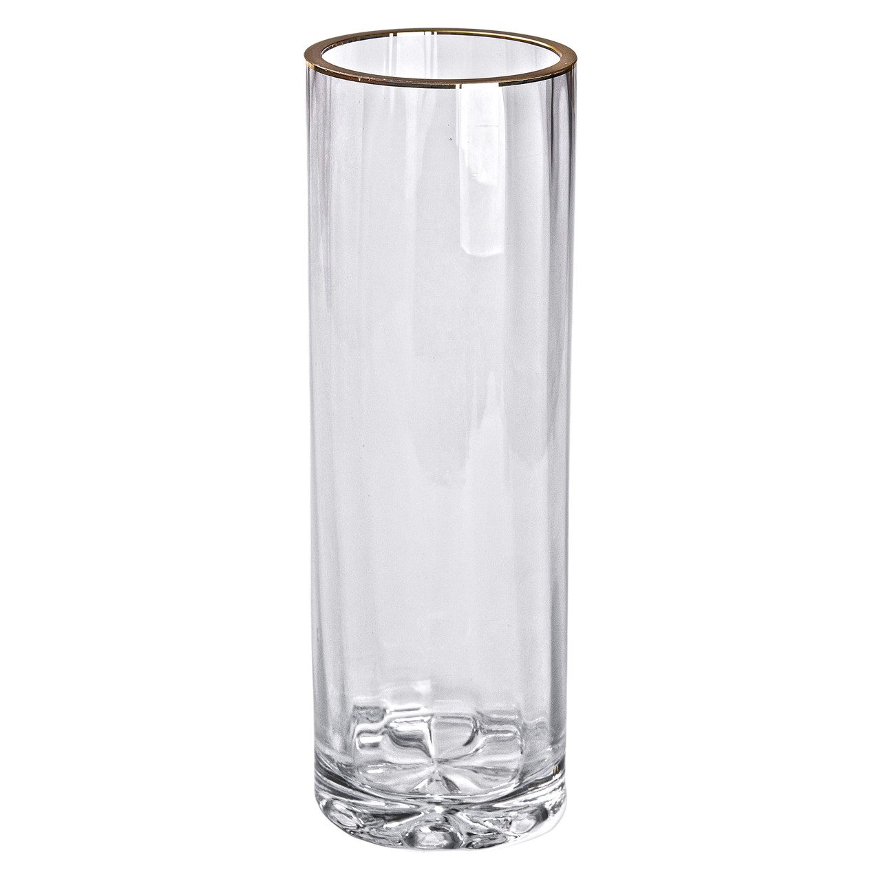 steklyannaya_vaza_dlya_tsvetov_dekorativnaya_s_zolotoy_kaymoy_29_5_sm Декоративна скляна ваза для квітів із золотою окантовкою 29,5 см. HP-1708 - Зображення 1