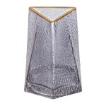 Скляна ваза для квітів, декоративна, трикутна, 15,5 см, сіра із золотою окантовкою HP-1711