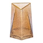 Декоративна трикутна скляна ваза із золотим обідком, 13 x 11,5 x 15,5 см HP-1710-1