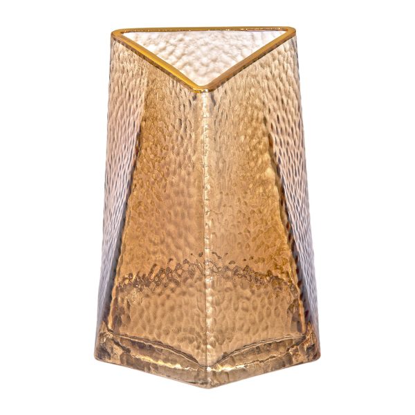 Декоративна трикутна скляна ваза з золотим обідком, 13 x 11,5 x 15,5 см HP-1710-1