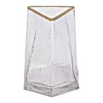 Скляна ваза для квітів, декоративний трикутник із золотою облямівкою, 16 см HP-1709