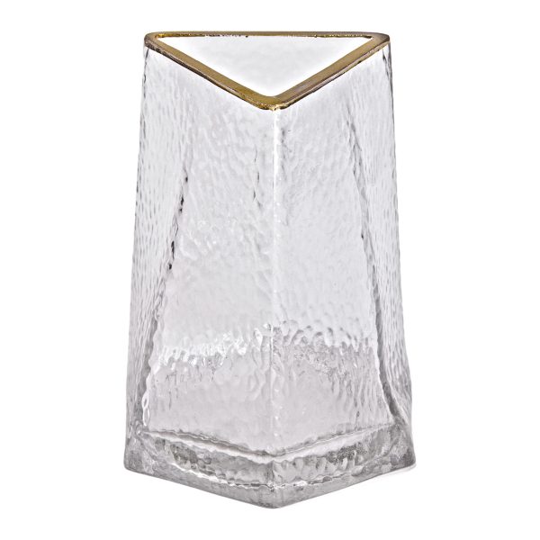Скляна ваза для квітів, декоративний трикутник із золотою облямівкою, 16 см HP-1709