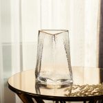 Скляна ваза для квітів, декоративний трикутник із золотою облямівкою, 16 см HP-1709 - Зображення 4