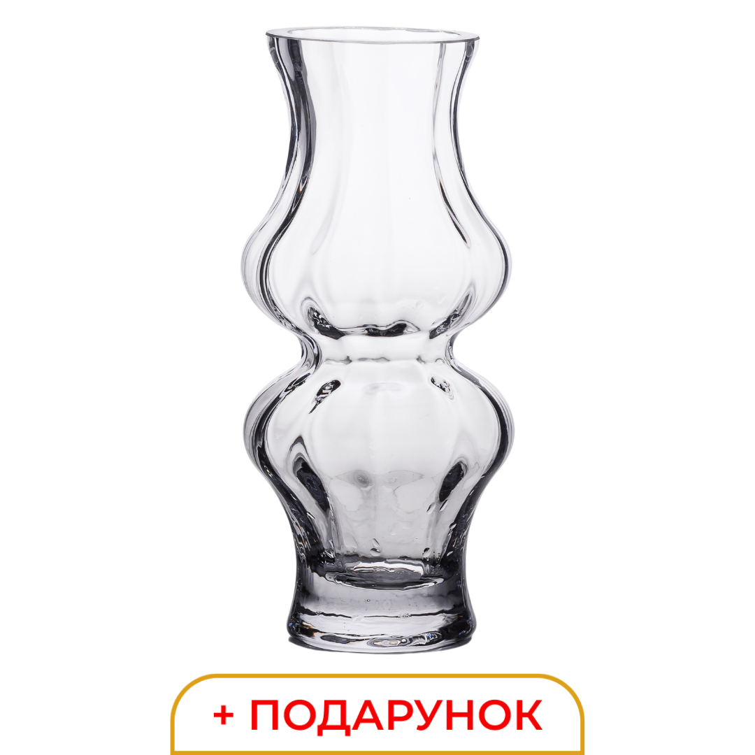 steklyannaya_vaza_dlya_tsvetov_prozrachnaya_20_5_sm_dekorativnaya_dlya_doma_i_interera_podarok_lugi-1 Прозора скляна ваза для квітів 20.5 см декоративна для дому та інтер'єру HP-10-14 - Зображення 1