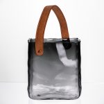 Скляна ваза сумочка з ручкою 16×8×18.5 (см) декоративна Сірий HP-19-156-2