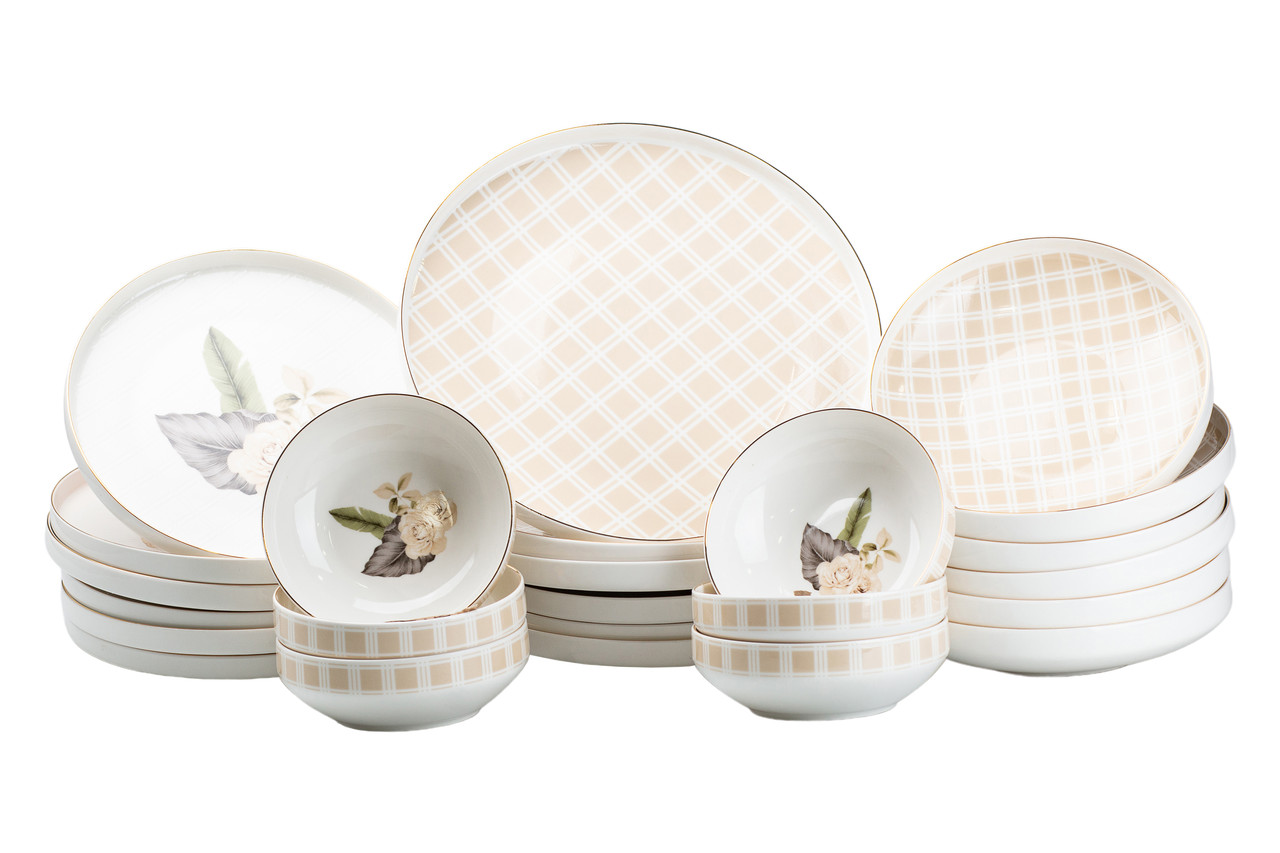 Столовий сервіз на 6 персон порцелянаовий рожевий HP23414 - Зображення 1