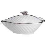 Супниця 800 (мл) порцелянова 26×18×14 (см) з кришкою Білий з сріблом XL-4074AS - Зображення 2
