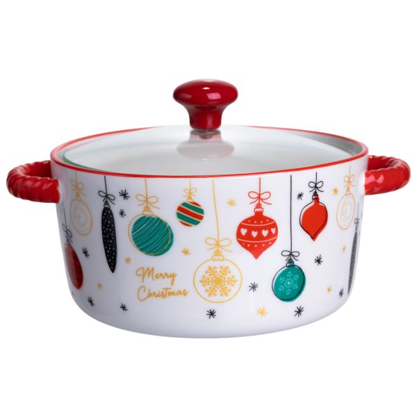 Порцелянова супниця Merry Christmas 800 мл з кришкою Yiwu FM-CS-9B