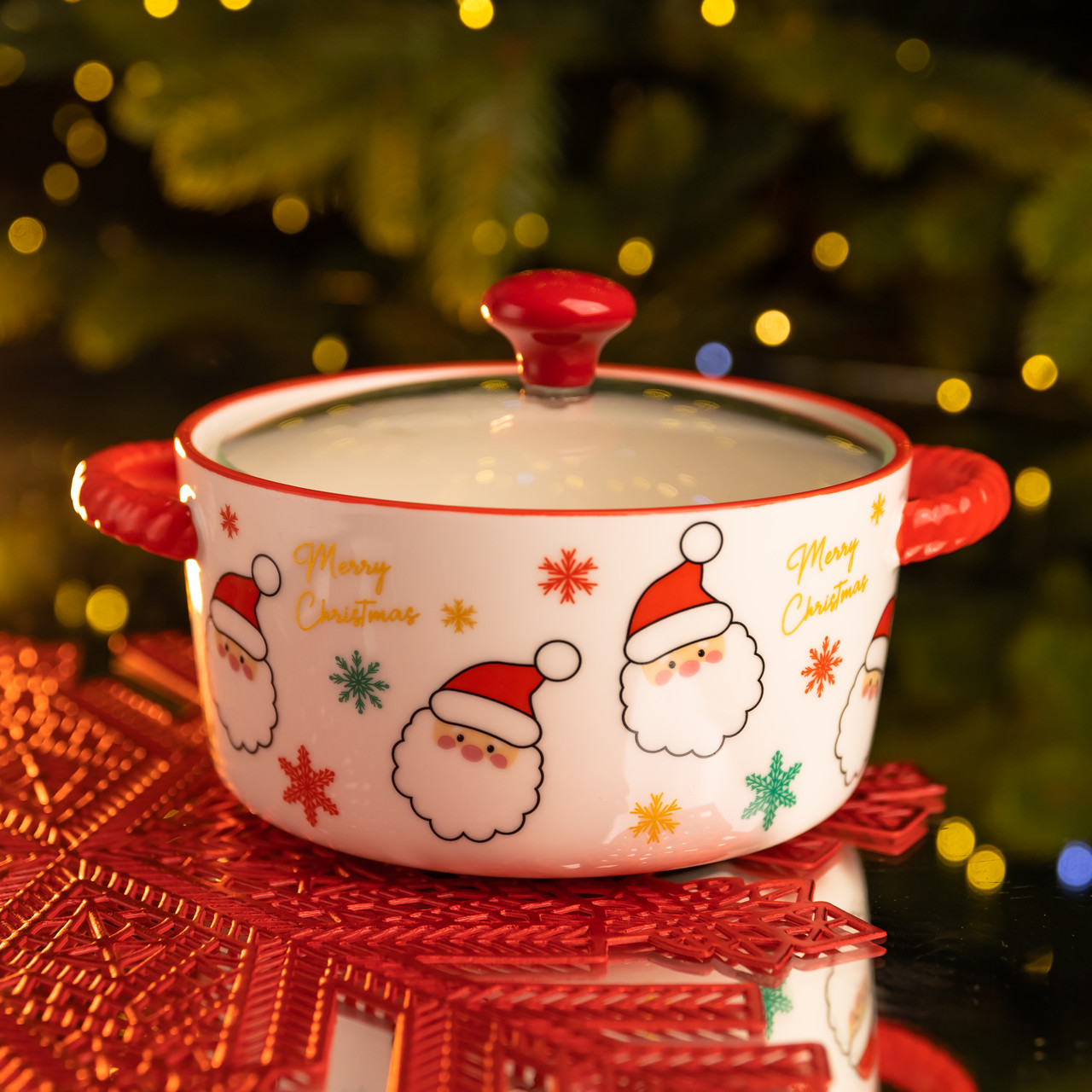 Супниця порцелянова Santa новорічна  800 (мл) з кришкою Yiwu FM-CS-9A - Зображення 2