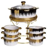 Суповий сервіз на 6 персон супниця 2 (л) на підставці з бульйонницями 300 (мл) тарілки для супу ML-T35 - Зображення 2