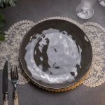 Тарілка сервірувальна кругла 26 см плоска порцелянова коричнева HP23393 - Зображення 2