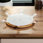 Тарілка для піци 28 см порцелянова з бамбуковою підставкою, що обертається, секційна HP1213 - Зображення 2