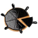 Тарілка для піци 28 см порцелянова з бамбуковою підставкою, що обертається, секційна чорна HP1247 - Зображення 3