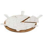 Тарілка для піци 28 см порцелянова з бамбуковою підставкою, що обертається, секційна HP1213 - Зображення 6