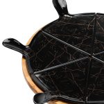 Тарілка для піци 28 см порцелянова з бамбуковою підставкою, що обертається, секційна чорна HP1247 - Зображення 7