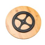 Тарілка для піци 28 см порцелянова з бамбуковою підставкою, що обертається, секційна чорна HP1247 - Зображення 8